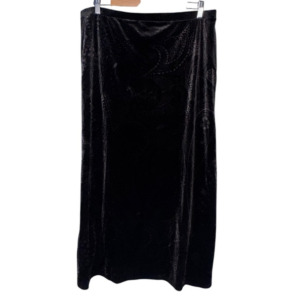 Kathy Lee Collection vintage long black velvet maxi skirt whimsigoth Y2K large - Picture 1 of 5